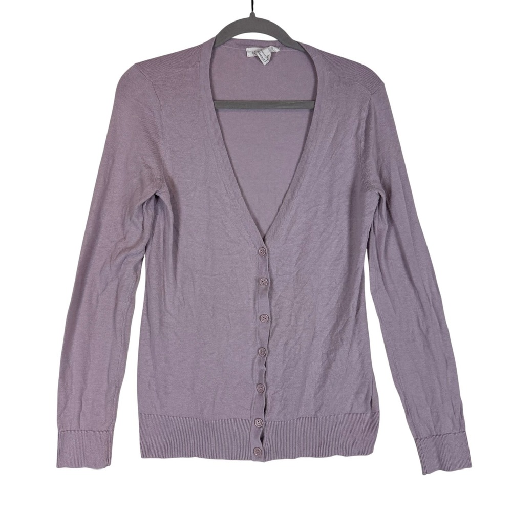 Forever 21 Sweater Womens Medium Purple Button Cardigan V Neck Lightweight Knit